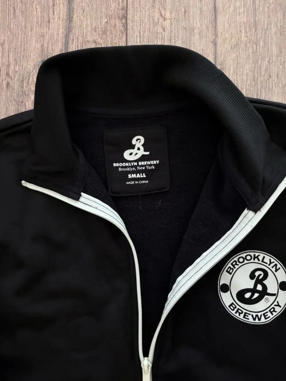 Brooklyn Brewery Vintage Black Track Jacket with White Stripe Small